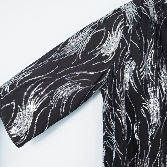 Alex Evenings Sequin Twinset Mandarin Neck Womens 1X Black Silver Event Formal - Picture 12 of 16